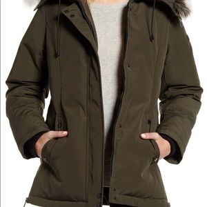Sam Edelman Faux Fur Trim Short Parka S